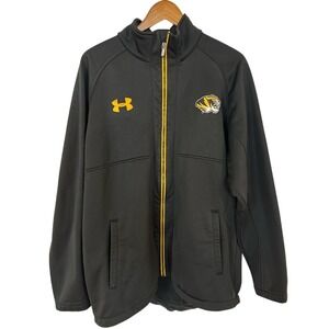 Under Armour Mens Mizzou Tigers Full Zip Fleece Jacket Black Gold XL Loose Fit